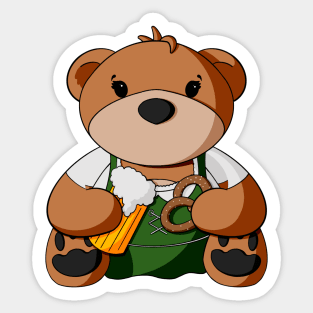 Girl Oktoberfest Teddy Bear Sticker